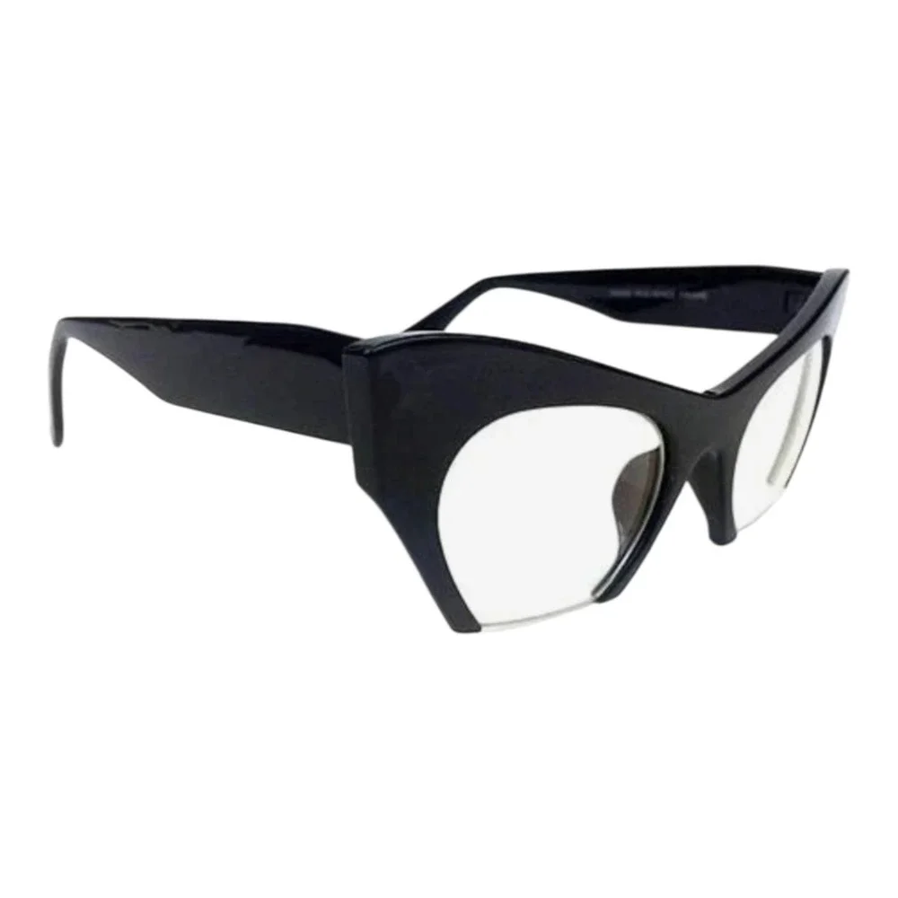 Cat Eye Eyeglasses Womens OS‎ Black New Oversized Winged Blue Light KS1586